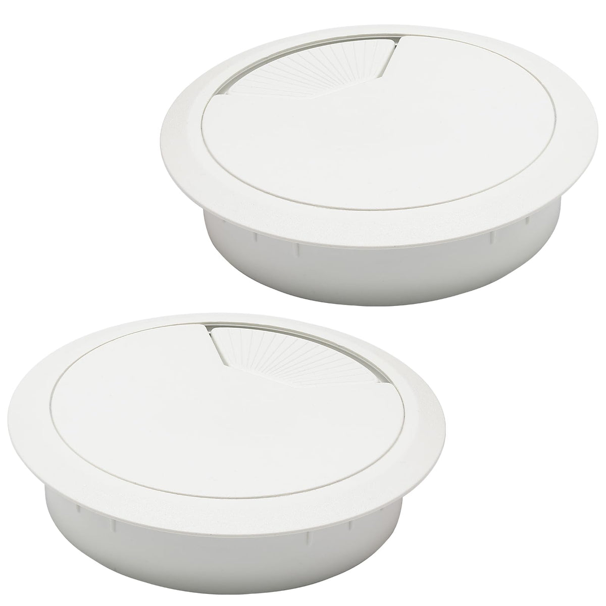 BOPOREAE Desk Grommet 3-1/8" (80 mm), Desk Cord Hole Cover, Cable Grommet ABS Plastic, Desk Hole Grommet for Office and Home Table Cable, Detachable Adjustable Cable Cord Organizer (White 2 Pcs)