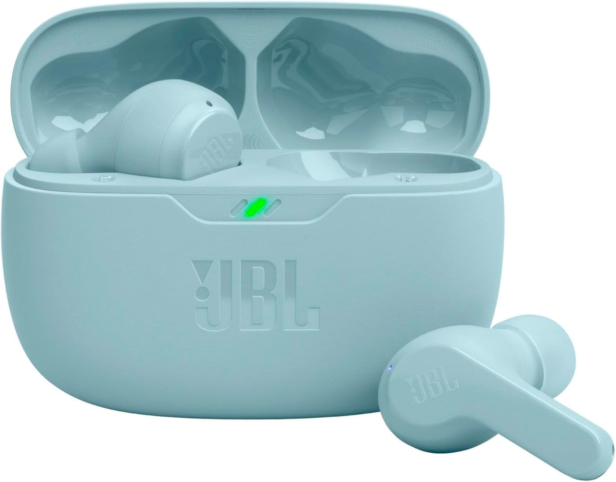 JBL Vibe Beam - True Wireless JBL Deep Bass Sound Earbuds, Bluetooth 5.2, Water & Dust Resistant, Hands-free call with VoiceAware, Up to 32 hours of battery life (Mint)