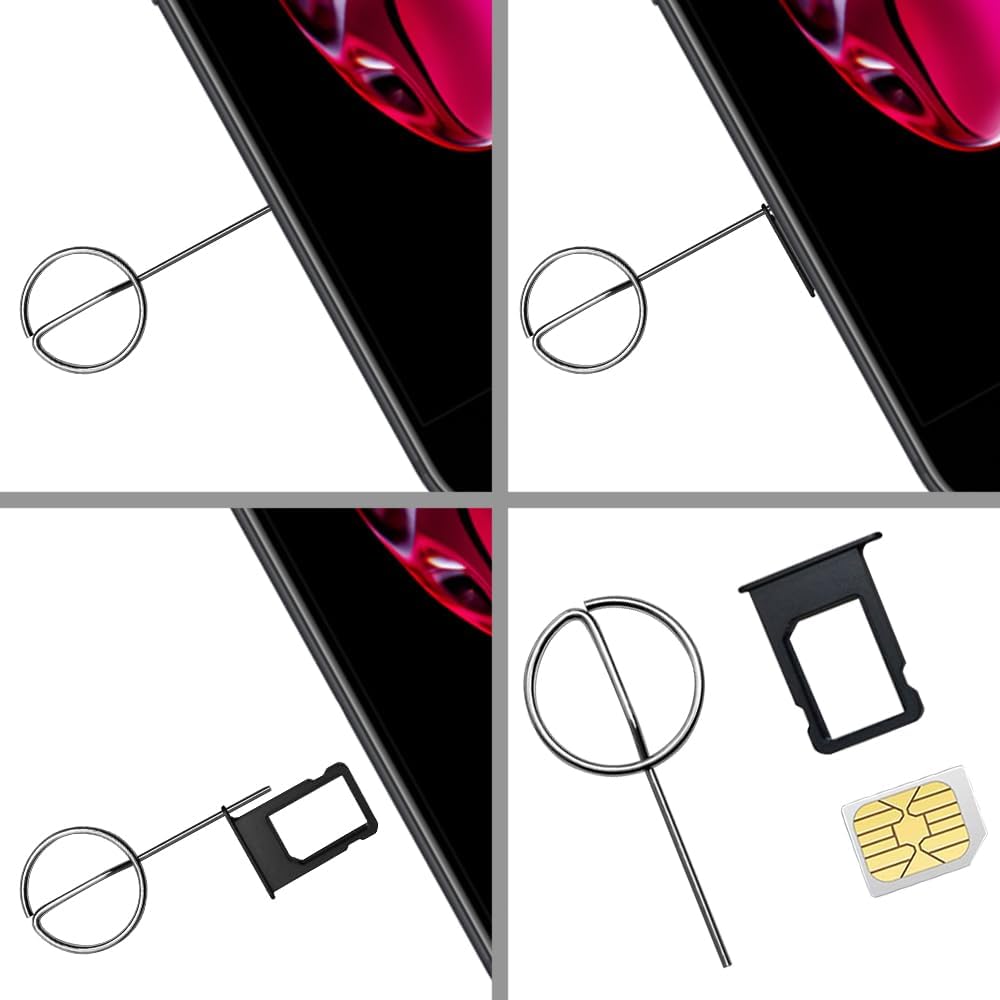 SIM Card Pin,Sim Card Removal Tool - 5 Pack - Stainless Steel Sim Tray Ejector Tool for iPhone,Android Smartphones, iPad and Tablets