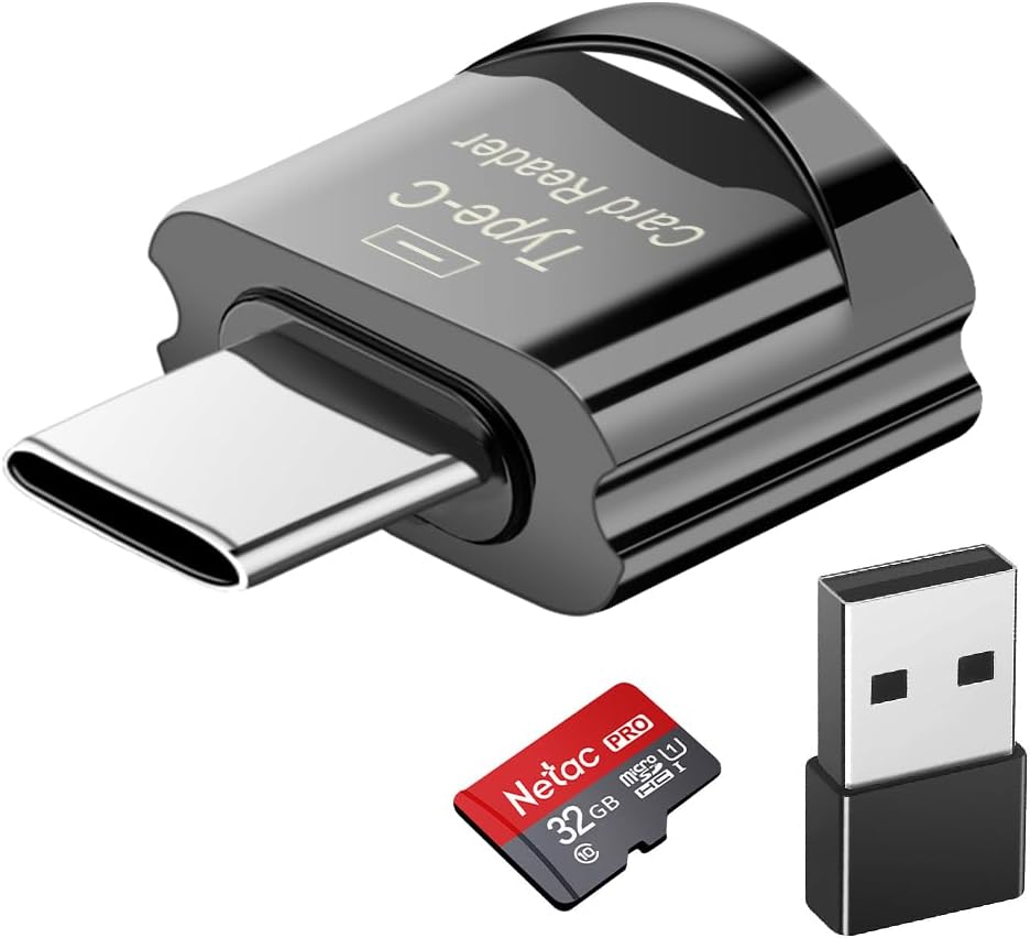 Type C Micro SD Card Reader, BorlterClamp USB C TF Card Reader Adapter with Keychain, Compatible with MacBook, iPhone 15,Laptops, Galaxy Phones and More