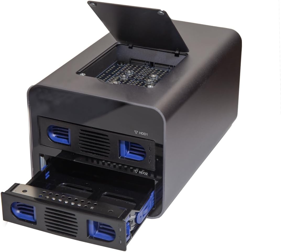 USB 3.2 (10Gbps) Type-C 2 Bay 2.5 Inch and 3.5 Inch SATA Hard Drive + 2 Bay M.2 NMVe Combo External Hard Drive Enclosure
