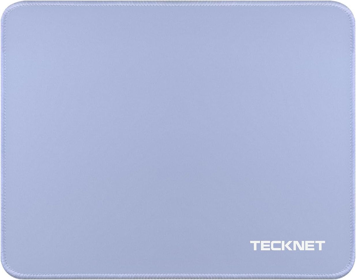 TECKNET Mouse Pad 270 x 210 x 3 mm with Anti-fray Stitchin, Waterproof Surface & Non-Slip Rubber Base with Stitched Edges Gaming Mouse Mat for Laptop，Compatible with Laser and Optical Mice - LT.Blue