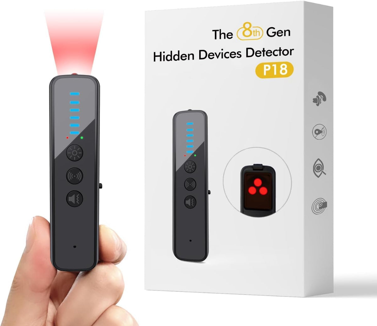 abyliee Upgraded Hidden Camera Detector - AI-Powered Anti-Spy Device, GPS Tracker & Bug Detector, Portable RF Signal