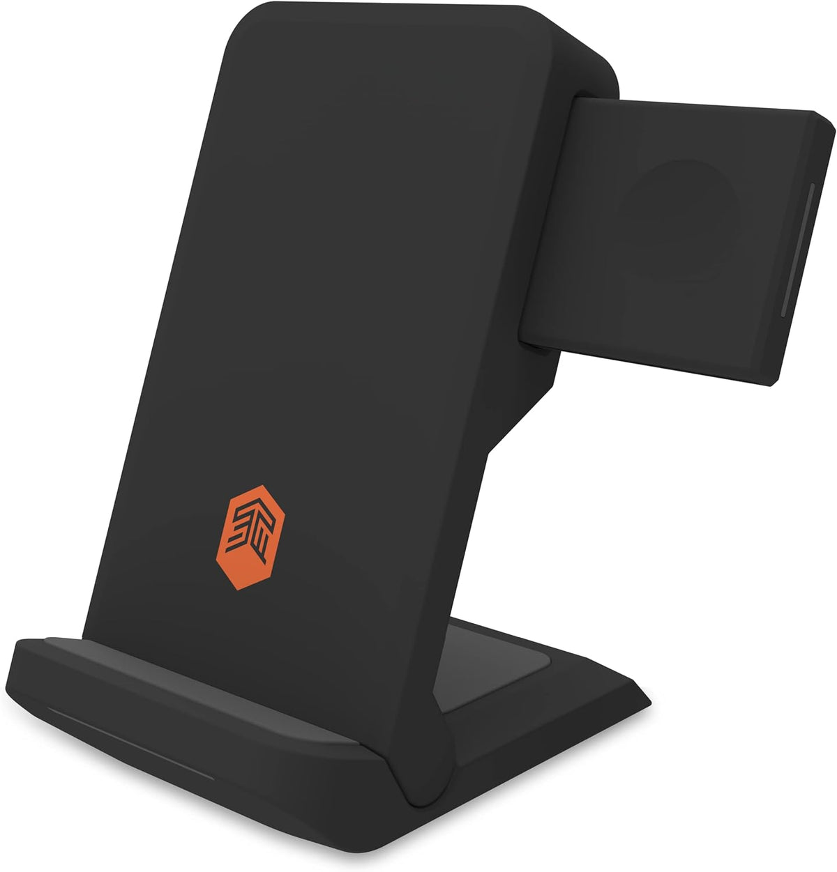 STM ChargeTree Go - 3-in-1 Portable Wireless Charging Station for iPhone, Samsung, Android (15W/7.5W), AirPods (5W), Apple Watch (3W) - Qi Certified - Black