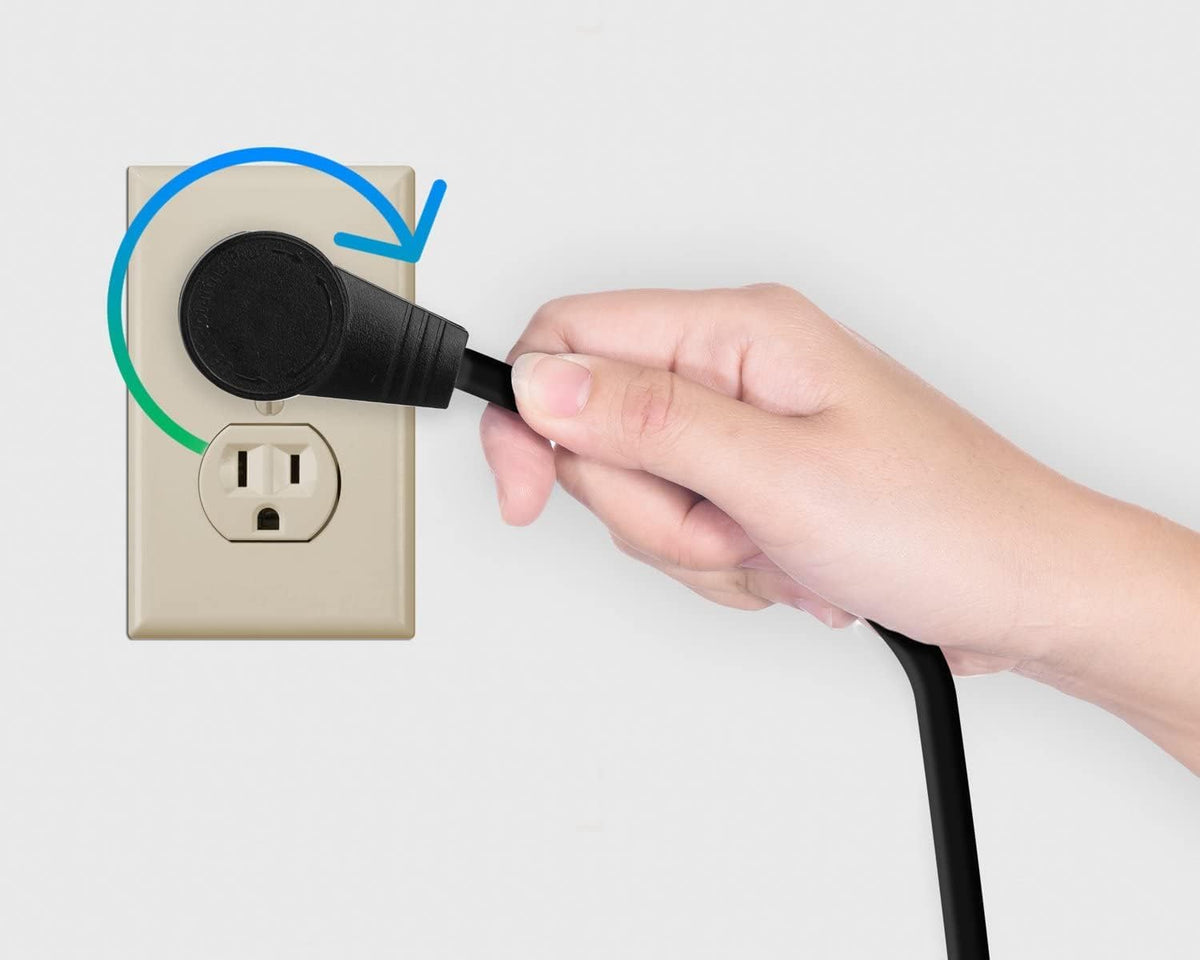 Maximm Monitor Computer Power Cord 8 Ft Flat Plug 360° Rotating PC Cable 3 Prong for, Desktop, Printer, Scanner, 16 AWG NEMA 5-15P to IEC13 - UL Certified