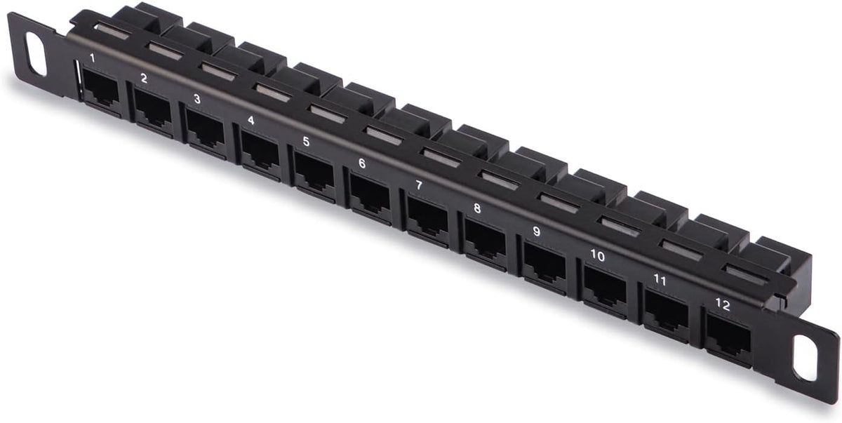 GeeekPi 12 10inch 0.5U CAT6 T1/T0/T2/T1 Plus/T0 Plus/TL1 10 Inch Port Patch Panel, Network Patch Panel for DeskPi