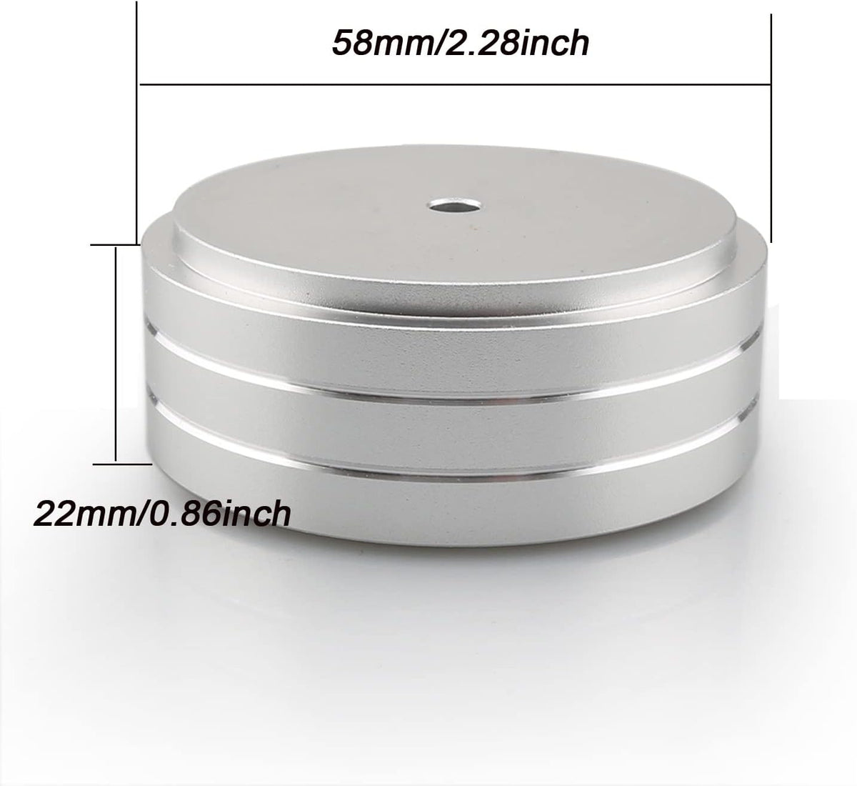 Tertullus 4 Pcs Turntable Feet Aluminum HiFi Turntable Isolation Feet Aluminum Stand Speakers Spikes Audio Pads 58x22mm for HiFi Amplifier/Speaker/Turntable/Player(Silver)