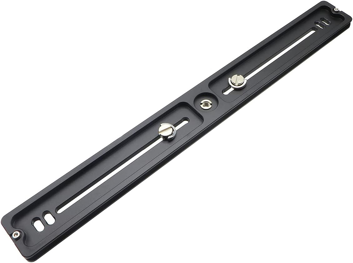PU-350 350mm Universal Long Quick Release Plate Dual Dovetail Slide Rail with D-Ring Screw for Ball Head Tripod Mount DSLR Camera Arca Swiss Compatible