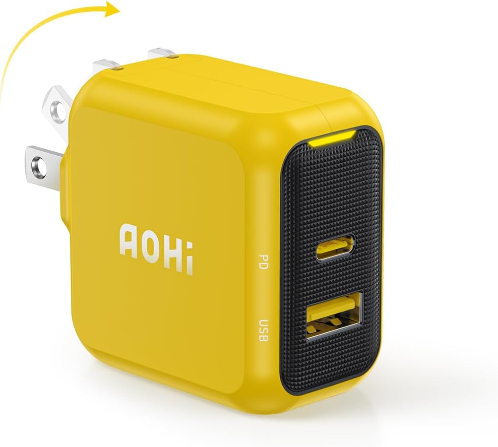 USB C Charger, AOHI 67W GaN+ PD Fast Charger Block for MacBook Pro/Air,iPad Pro,Galaxy S22/S21, iPhone 15 Pro Max/14 Plus/13/12 (Amber)