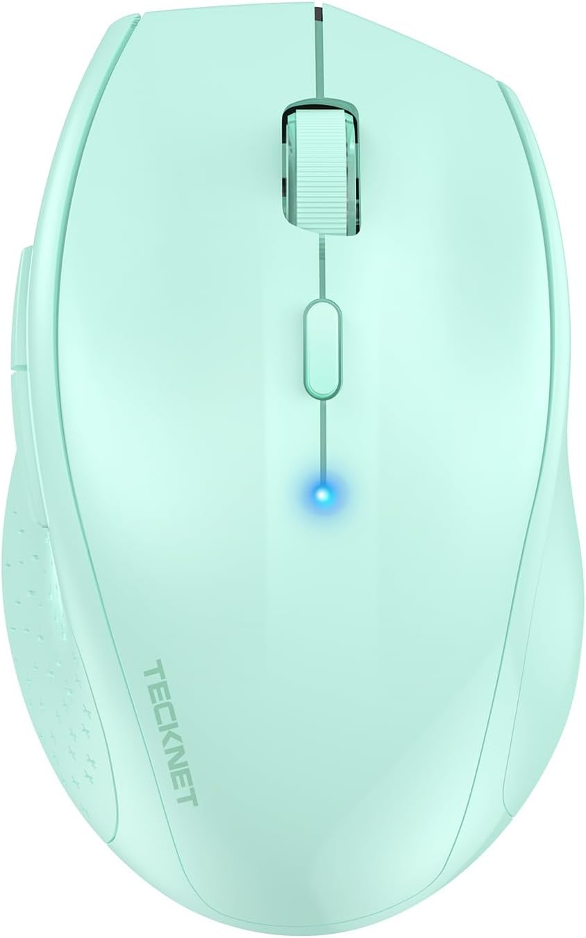TECKNET Bluetooth Mouse, 4800 DPI Wireless Mouse, 2-Year Battery 6 Adjustable DPI, 6 Buttons Compatible with Laptop/Windows/Computer - Green