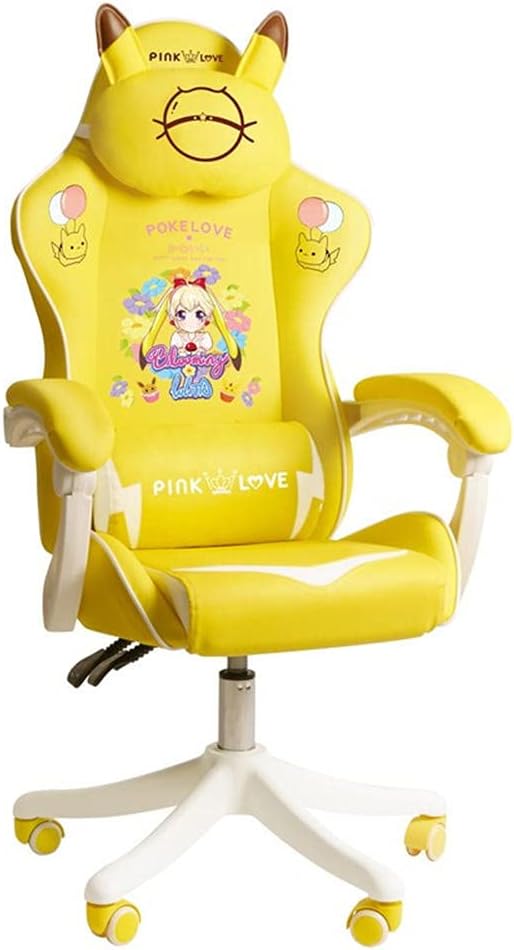 Game Chaire-Sports Game Seat Cute Computer Chair Home Office Anchor Broadcast Chair Professional Racing Chair Yellow-C
