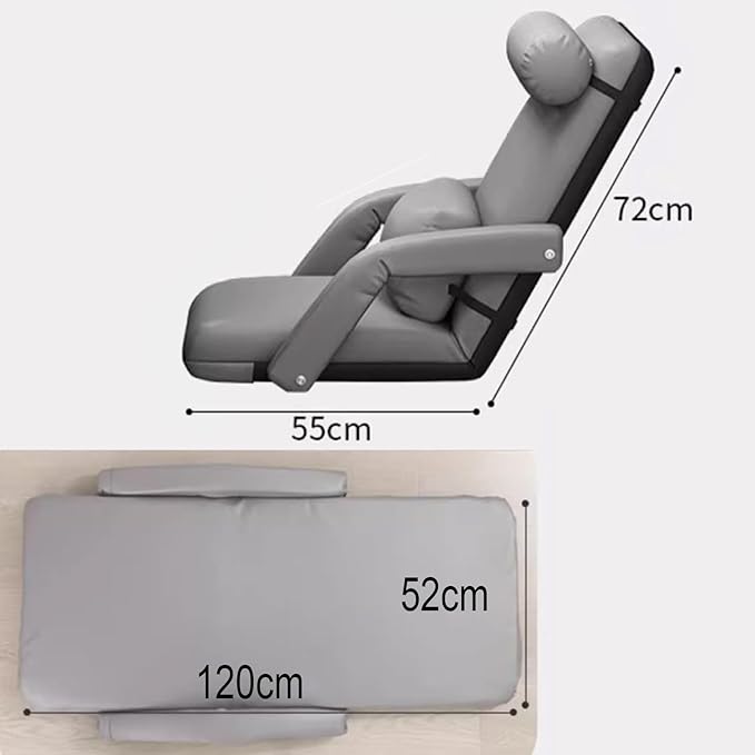 Gaming Floor Chair with Arms Backrest 6 Adjustable Positions Indoor Chaise Lounger Bed Clean with One Wipe with Headrest and Lumbar Support Multi-Color(Green)