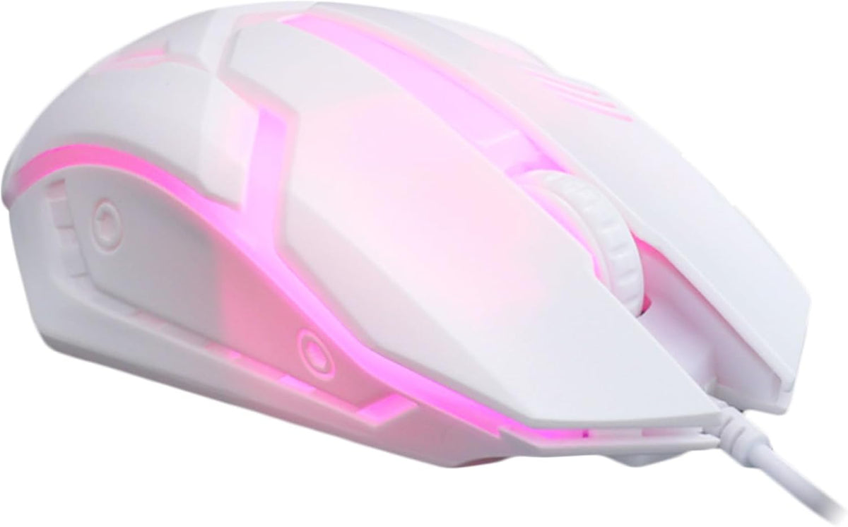 Housoutil White Wired Gaming Mouse USB Backlit Light up Computer Mouse Ergonomic Design for Laptop Desktop Home Dorm
