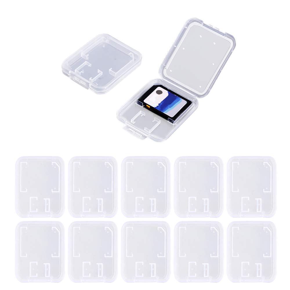 Clear Plastic Memory Card Case Compatible with SD SDHC SDXC Micro SD T-Flash Card (10 PCS)