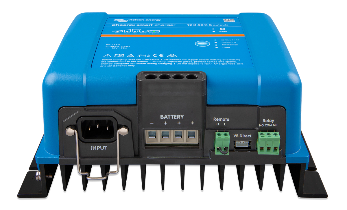 Victron PSC125053095 Smart IP43 Charger 12 Volt 50 Amp (3) Outlets 120-240V