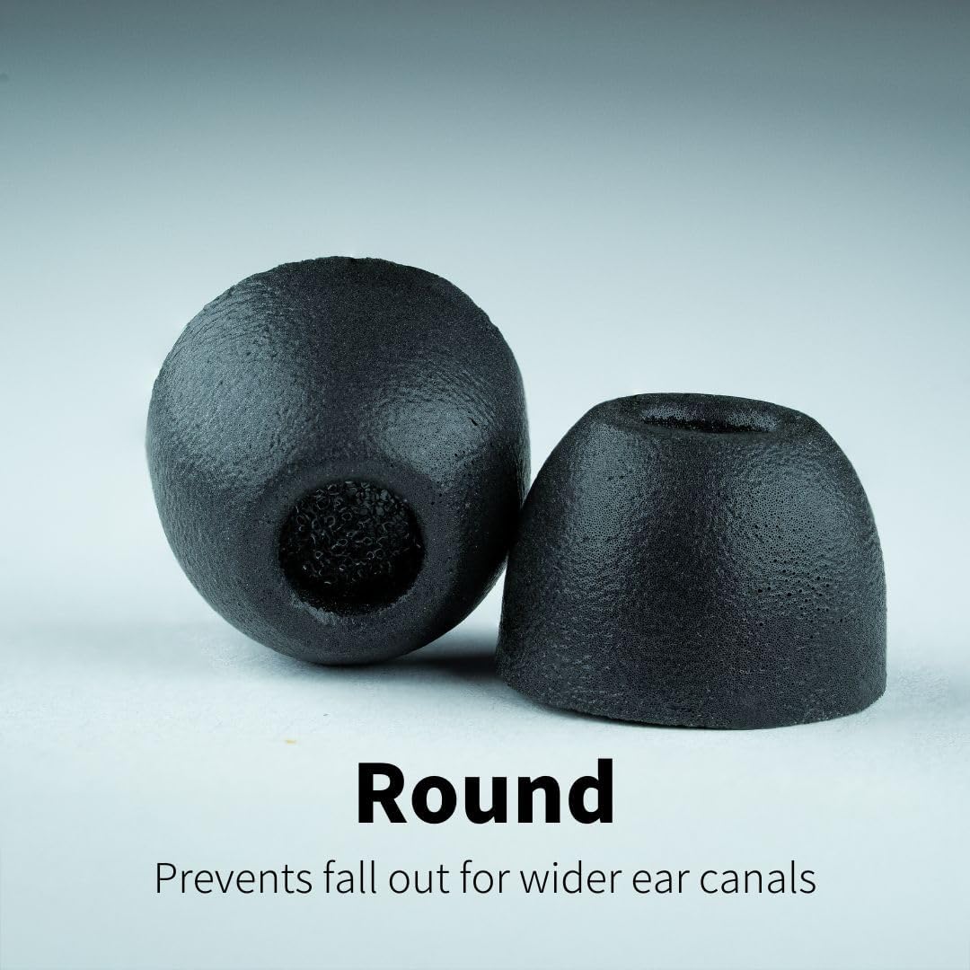 Comply 500 Core Series | Memory Foam Replacement IEM Ear Tips for KZ, Moondrop, FiiO Sennheiser & More | Superior Noise Isolation, Ultimate Comfort, Secure Fit | Round, Black, Medium (3 Pairs)