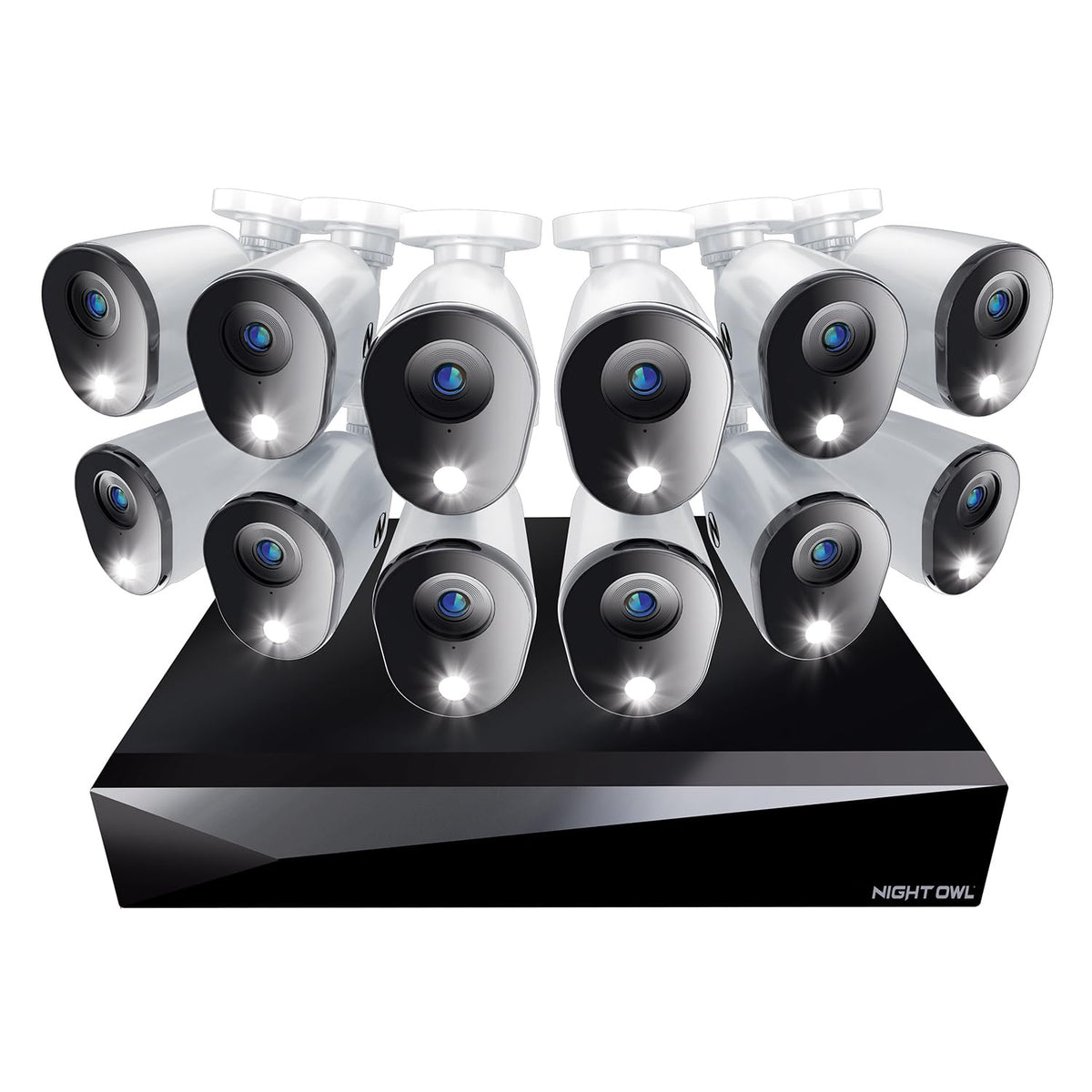 Night Owl 2-Way Audio 20 Channel DVR Video Home Security Camera System with (12) Wired 1080p HD Indoor/Outdoor Deterrence Cameras and 1TB Hard Drive