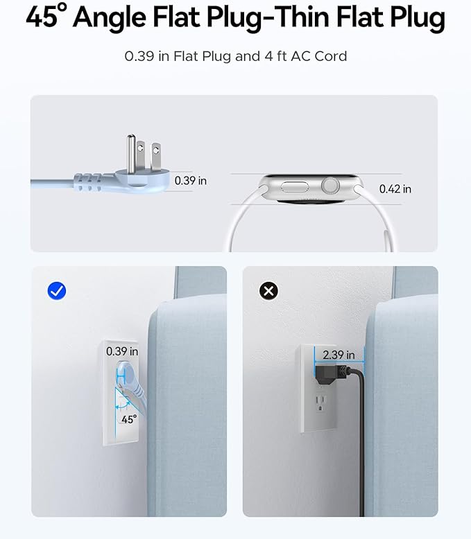 ORICO Blue Travel Power Strip PD20W with 4 AC Outlets 3 USB Ports (1 USB-C), 4FT Flat Plug Extension Cord, Compact Portable Design for Business Travel, Cruise Ship Essentials-AP3