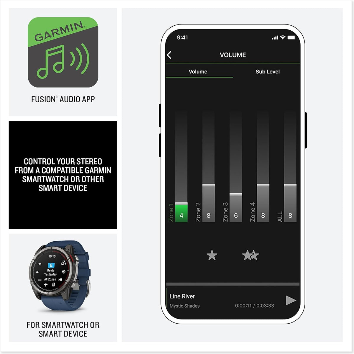 Garmin® Fusion Apollo™ MS-RA800 Marine Stereo, Premium Touchscreen Stereo with Built-in Wi-Fi® Connectivity