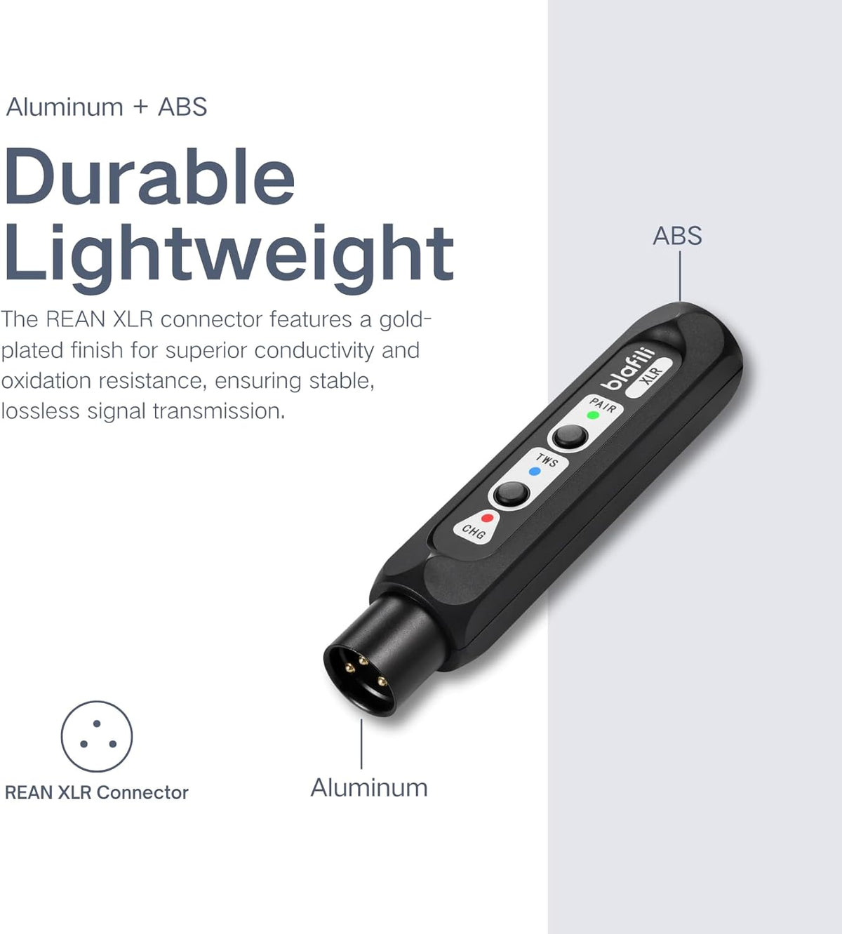 XLR Portable Bluetooth v5.1 Music Receiver, aptX HD aptX Low Latency AAC SBC TWS, Rechargeable Battery 10hrs Long Playtime, USB-C DAC for Mixing Console Desk, Audio Mixer, PA DJ System