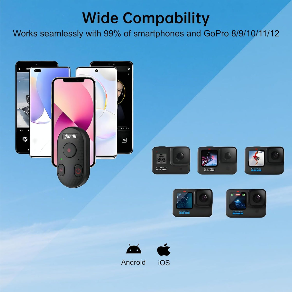 Bluetooth Camera Remote Control for iPhone, GoPro Camera Shutter Remote with Type-C Charging - 65ft Range - Instant Pairing - Compatible with iPhone 12-17 Pro Max, GoPro 8-12, iPad, Android