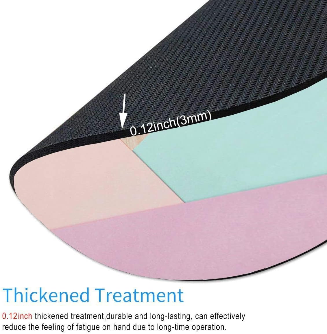 Round Mouse Pad, Wood Pink Green Purple Splice Mouse Pad, Washable Gaming Mousepads with Lycra Cloth, Non-Slip Rubber Base Computer Small Mouse Pads for Wireless Mouse