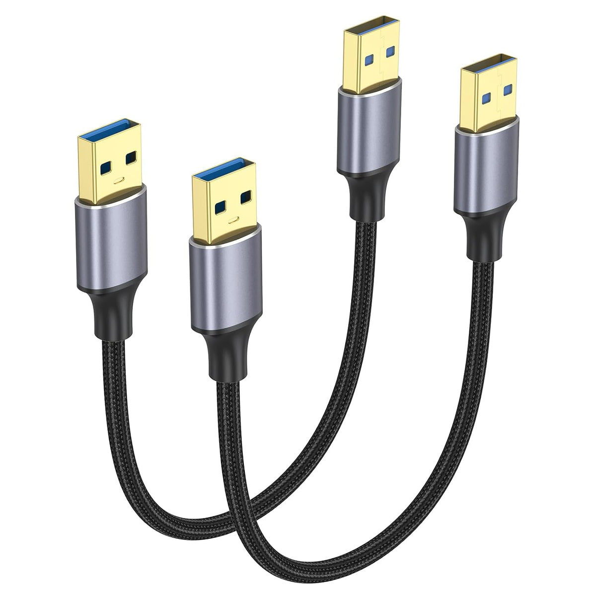 6 inch 2-Pack, 3.0 0.5FT USB Cable Short USB A to USB A Cable Male to Male Double Sided Cord Compatible with Hard