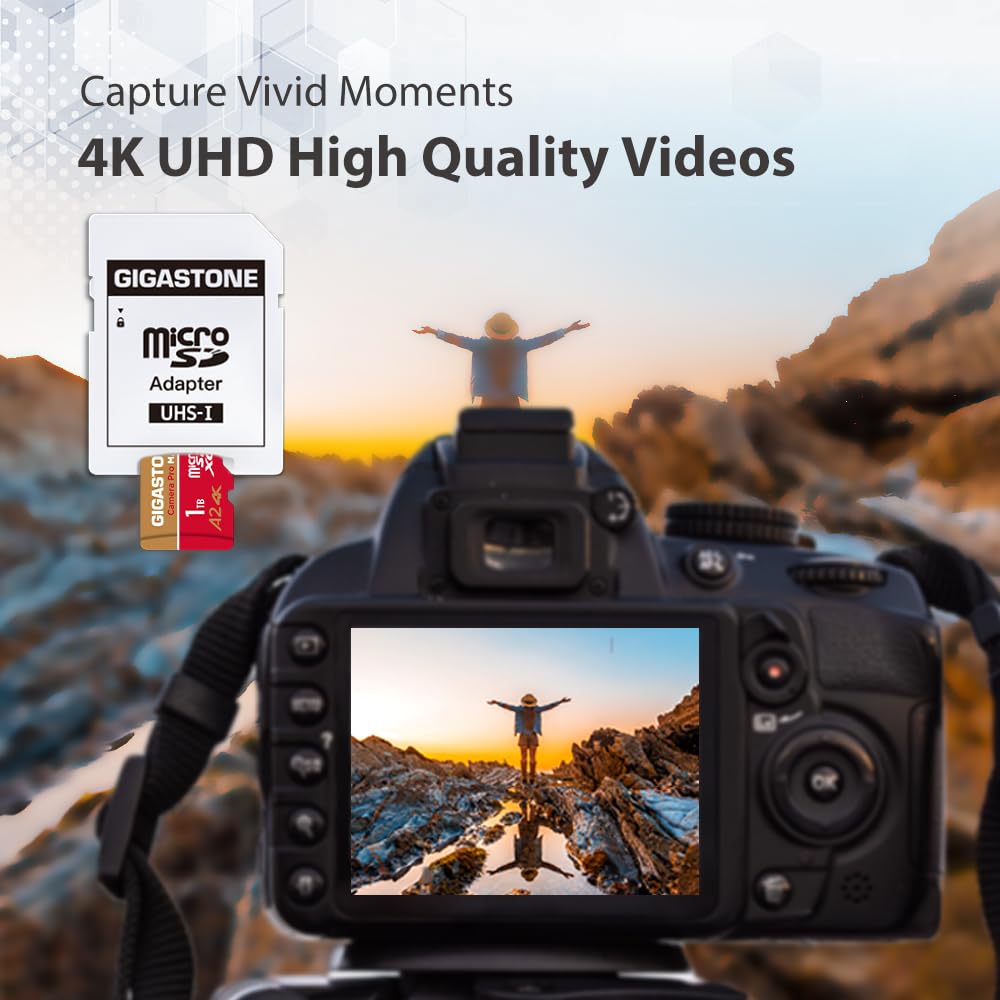 ?5-Years Data Recovery? GIGASTONE 1TB Micro SD Card, 4K Camera Pro, R/W up to 150/130 MB/s, 4K Video Recording for GoPro, DJI, Drone, MicroSDXC Memory