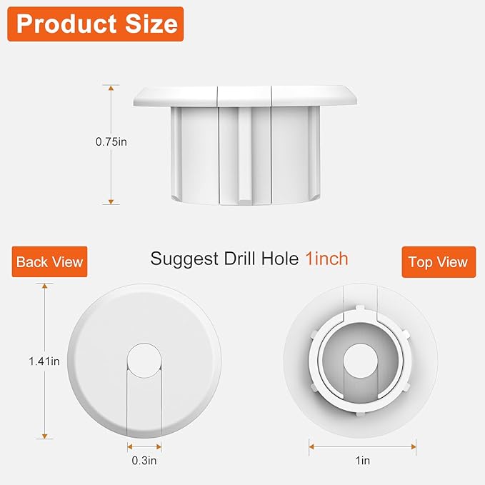 Sactulaz Wall Bushing Grommet for Starlink Dishy Router Ethernet adapter Cable, Starlink Cable Routing Kit Feed-Through for 1 inch Wall Hole and Furnitures Wire Hole (White, 3 Pack)