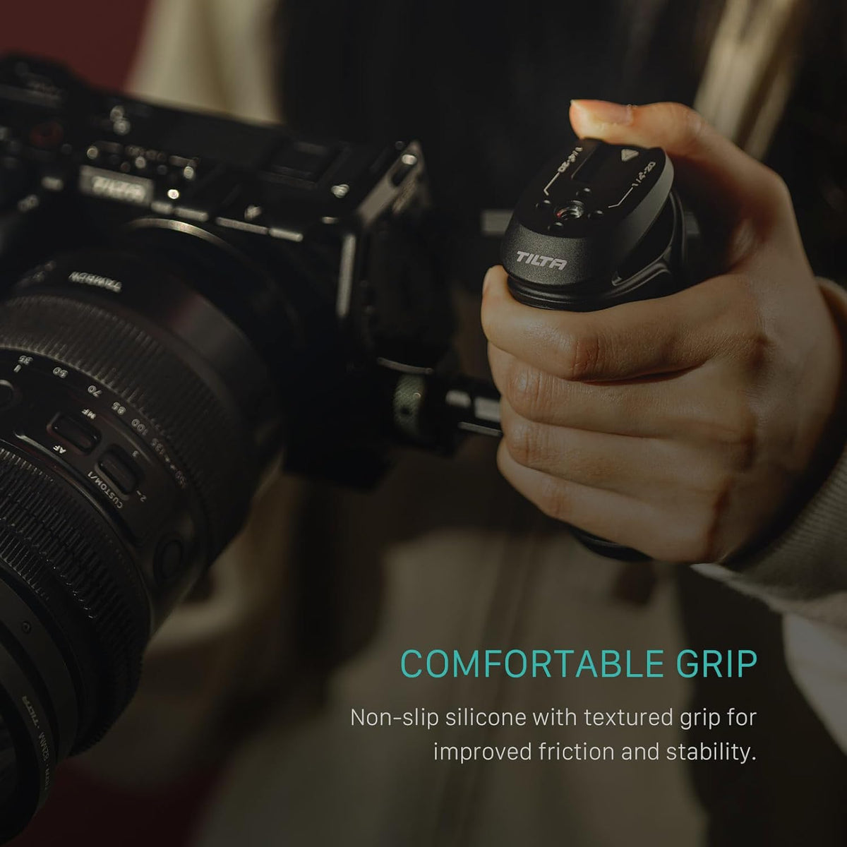 Tilta Xeno Side Handle for Filmmakers & Cameras - Black | Secure Connection & Helps Prevent Rotation | Adjustable Height | Textured Silicone Grip | Convenient Assembly (NATO)