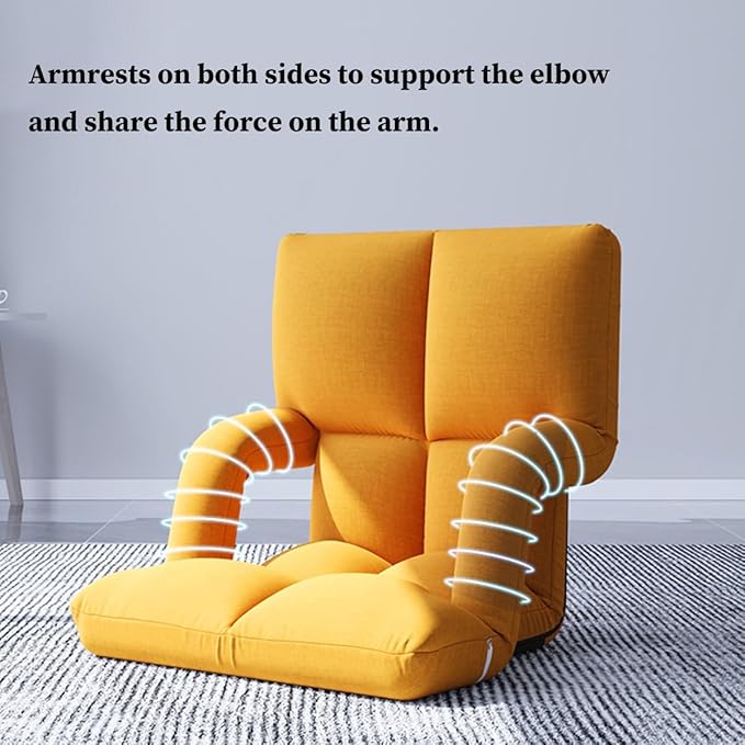 Folding Floor Chair with Back Support Adjust Lay Flat Recliner Folding Floor Gaming Chair Japanese Floor Chair Foldable Ergonomic Single Sofa Seat for Living Room Bedroom(/Gray A)