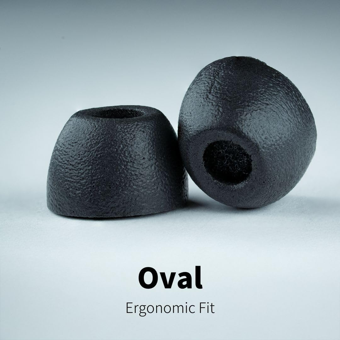 Comply 100 Core Series | Memory Foam Replacement IEM Ear Tips for Etymotic, Westone, Klipsch & More | Superior Noise Isolation, Ultimate Comfort, Secure Fit | Oval, Black, Medium (3 Pairs)