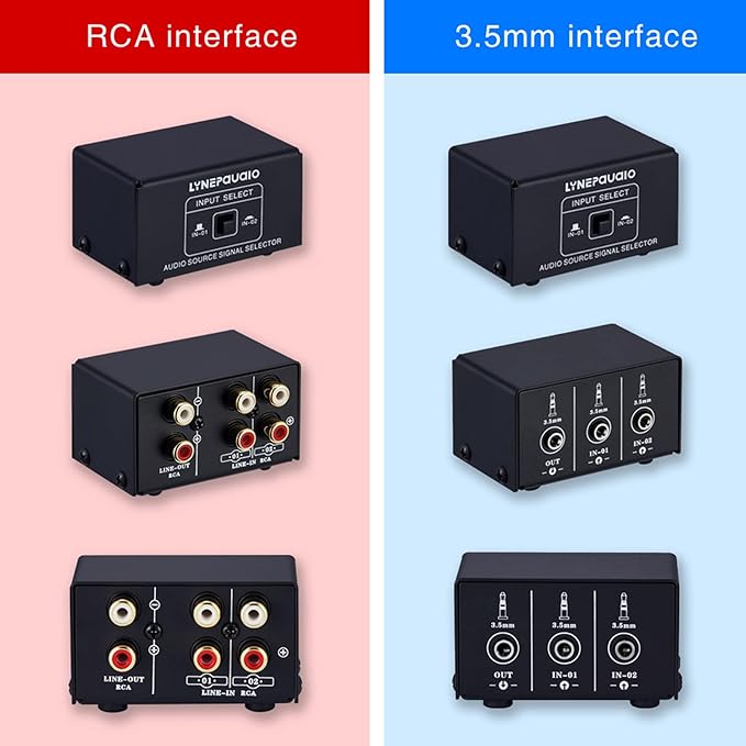 JINGFENG Audio Switcher 2 in 1 Out/1 in 2 Out A/B Switch Stereo Audio Splitter Box with No Distortion Jack for Switching Between Computer Speakers and Headphones