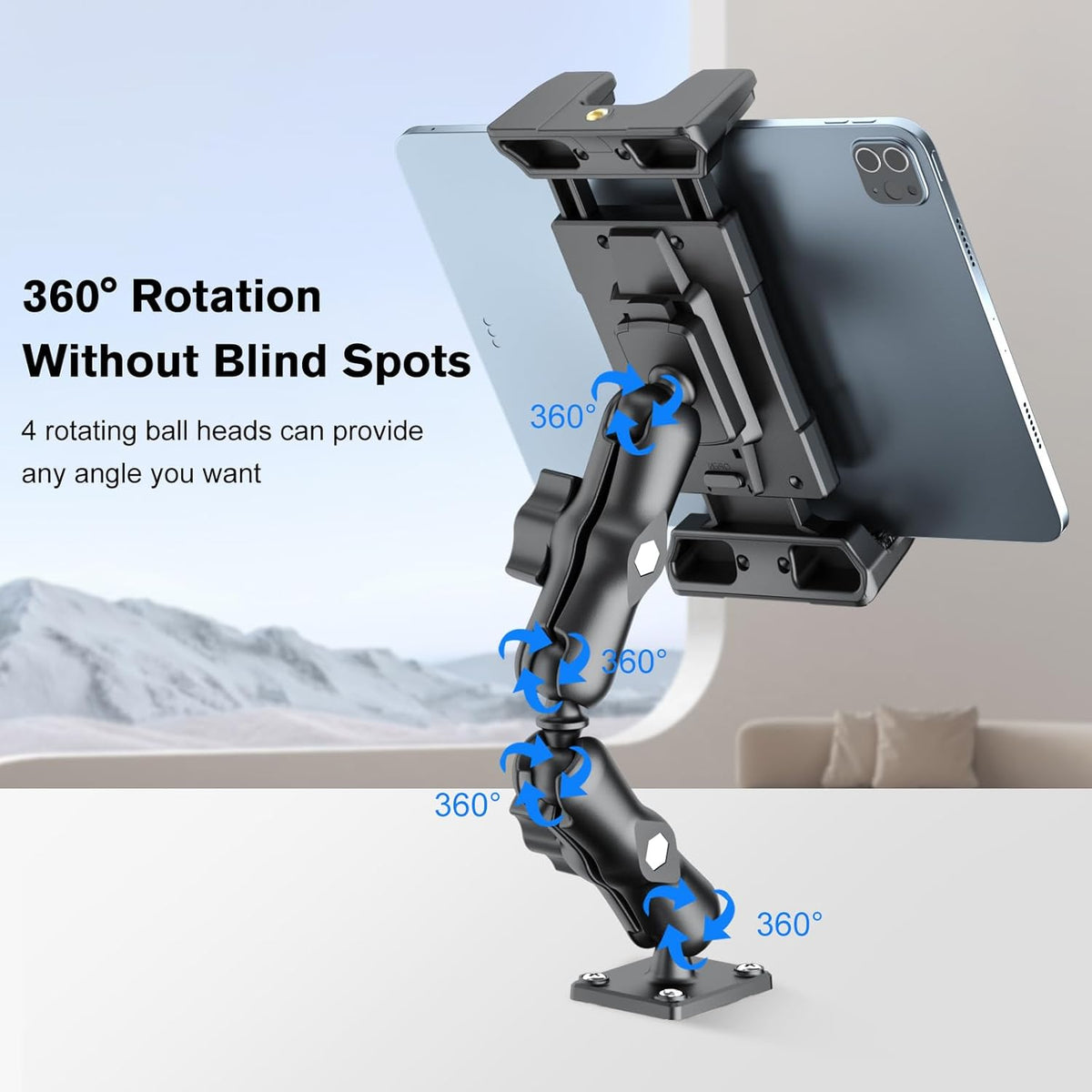 OHLPRO Tablet Mount for Truck - Heavy Duty Drill Base - Tablet Holder for Car Dashboard, iPad Holder for All 5"-13" iPad Pro Samsung Galaxy Kindle fire Tablets and Car Wall Desk etc.
