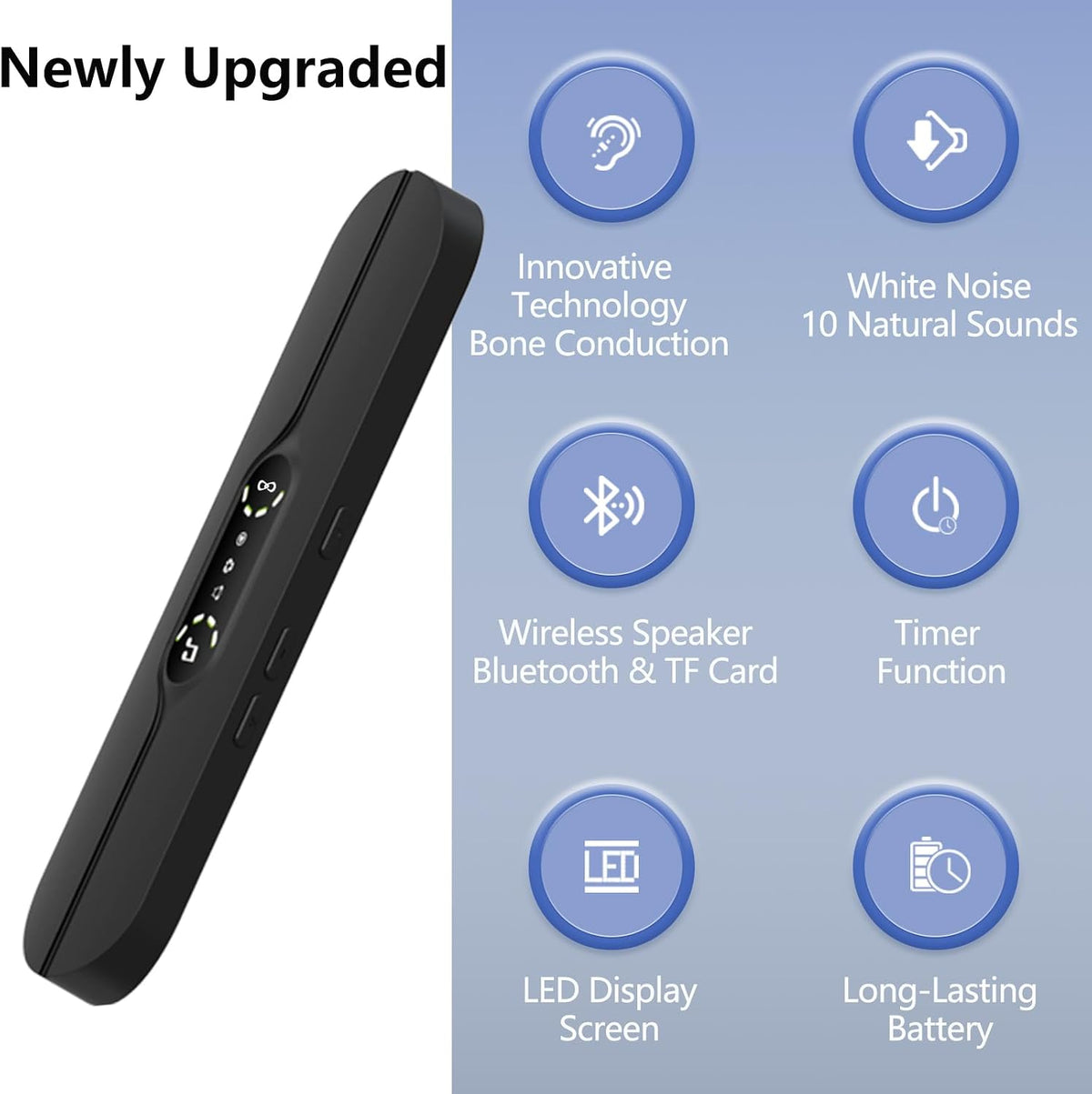 Hesond Pillow Speaker Bone Conduction Stereo Bluetooth Wireless Music Mini Portable Sleep Headphones Bar Sleep Speaker