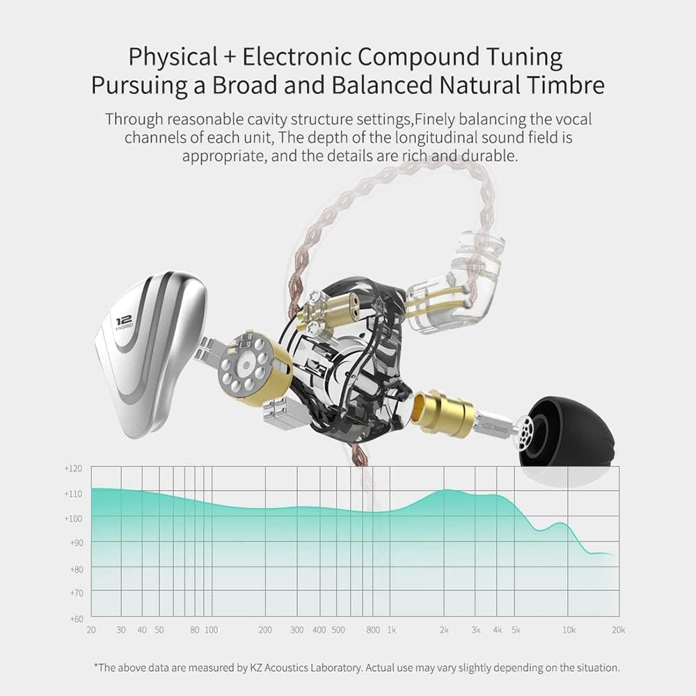 KZ ZSX in Ear Headphone Monitor,Hybrid HiFi Earphone with 5BA 1DD 6 Drivers,KZ Earbuds with Detachable 2 Pin Cable for Church Band Musician Singer(with Mic,Purple)
