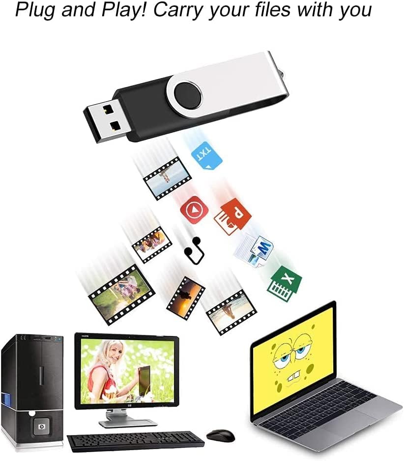 JUANWE 32GB Bulk Flash Drive 10 Packs, Mutipack USB Thumb Drives 2.0 Flashdrive Memory Sticks, Fat32 Jump Drive for Laptop Backup, Bulks Zip Drive Memoria Storage Sticks Pendrive Pack of 10 - Black