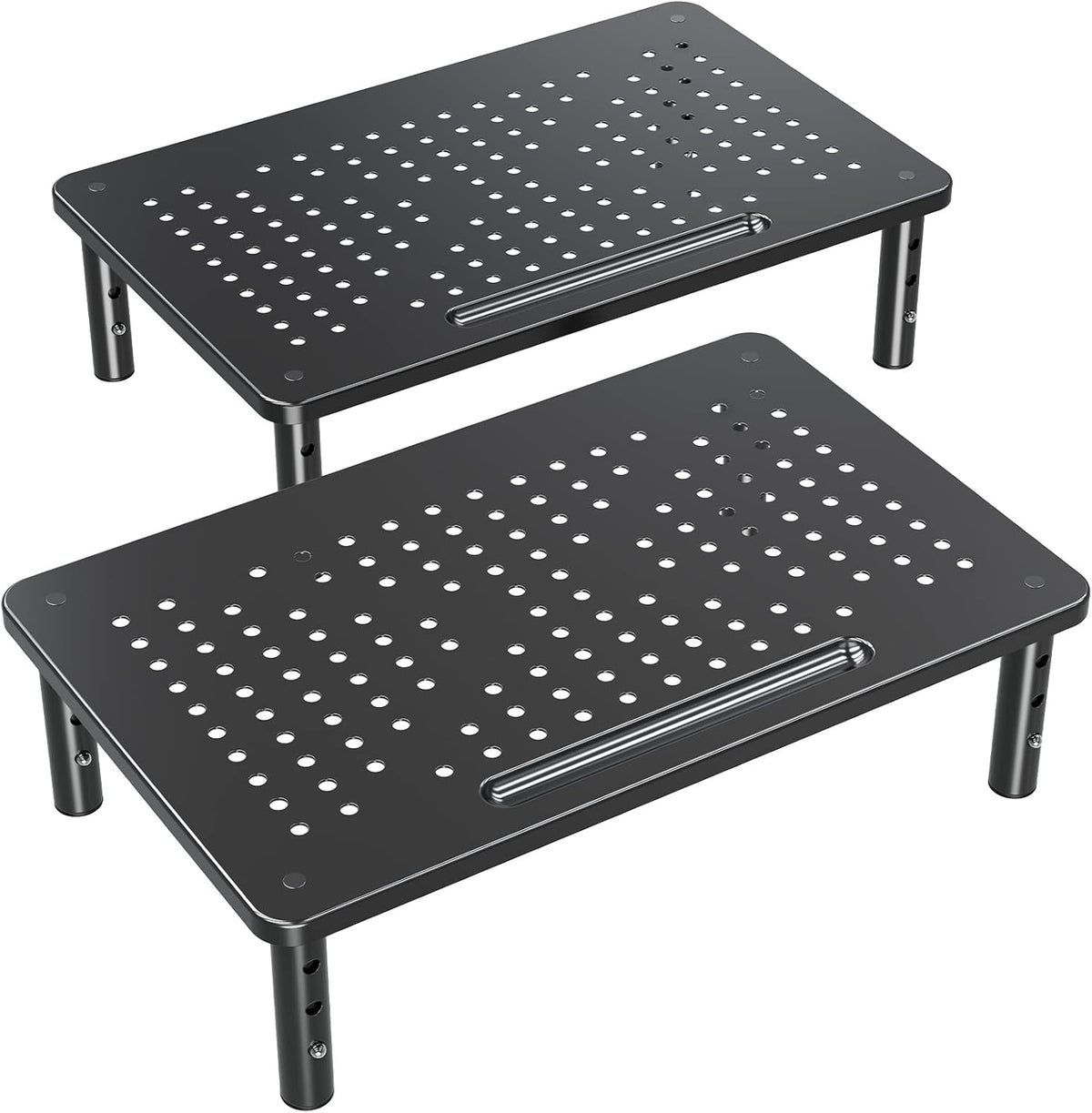 2 Pack 3 ELIVED Monitor Stand Riser - Height Adjustable Monitor Stand for Laptop, Computer, PC, Printer, Mesh Metal