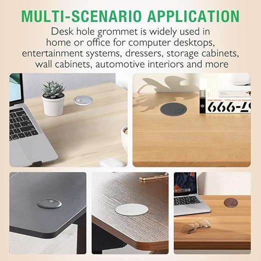 EASYEAH 5 Pcs Desk Grommet 2-1/16" / 53 mm, Desk Cord Hole Cover, Cable Grommet ABS Plastic, Desk Hole Grommet for Home & Office Pc, Detachable Adjustable Cable Cord Organizer-Light Grey