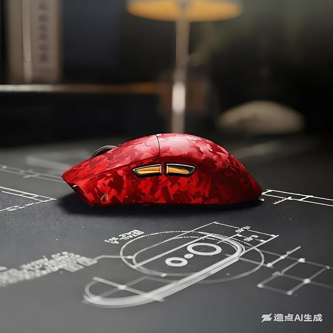 ATTACK SHARK X11 Ultra 8K Carbon Fiber Wireless Gaming Mouse with 42000 DPI-PAW3950 MAX Sensor-59g LightweightNordic 54L15 MCU ChipWired/BT/2.4Ghz100 Million ClicksProgrammable for PC Mac FPS(Red)