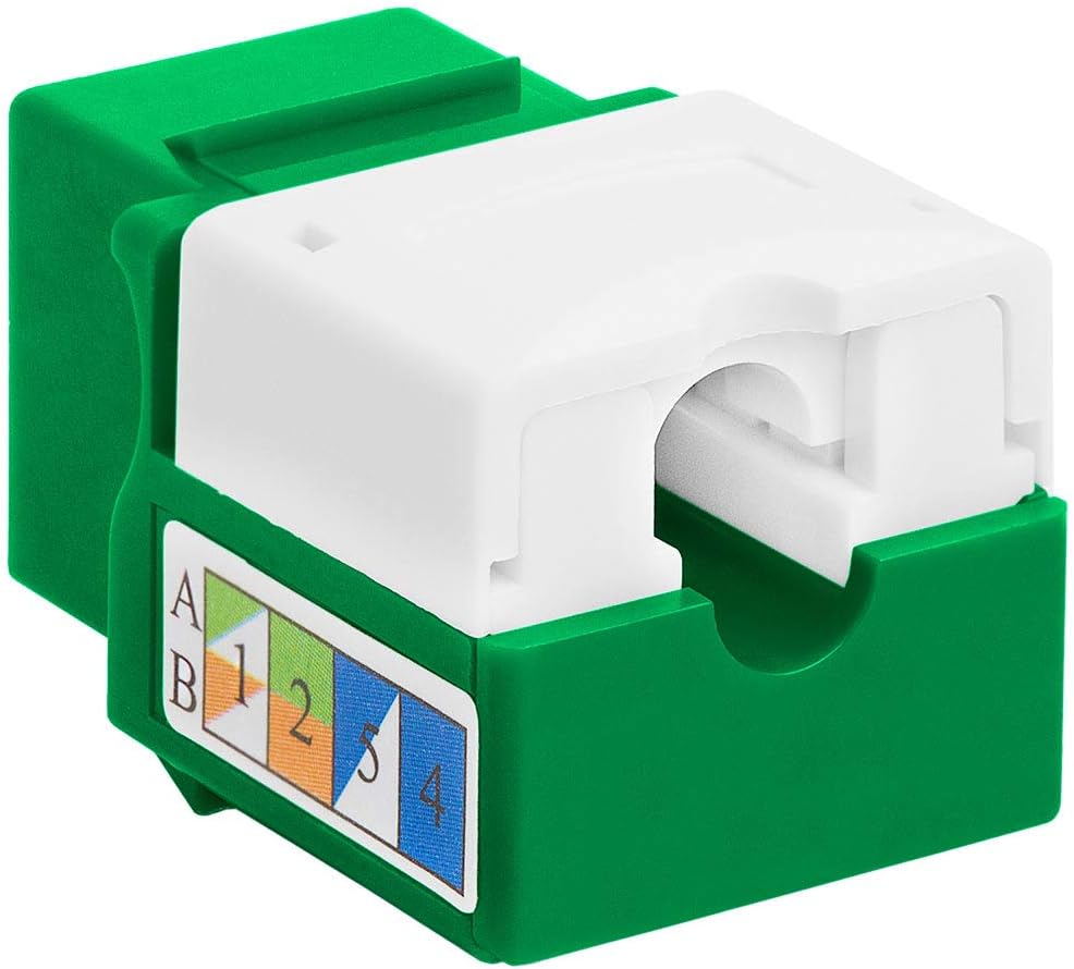 Cmple - RJ45 Keystone Jack 90 Degree Cat6 Keystone Jack Insert Punch Down RJ45 Connectors Female for Wall Plates, Patch Panels, Patch Cables, Ethernet Cables - Green