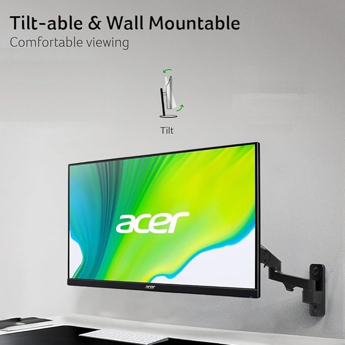 acer KB242Y - 23.8 Inch IPS Zero-Frame Full HD (1920 x 1080) Monitor | Tilt | Up to 120Hz Refresh | 1ms (VRB) | sRGB 99% | HDMI &amp VGA Ports | Adaptive-Sync Support (FreeSync Compatible)