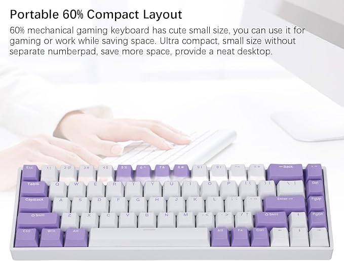 Vikye Mechanical Gaming Keyboard 3 - Modes 68 Keys Hot Swappable Keyboard with RGB Backlight for Laptop PC BT / 2.4GHz / Type - C