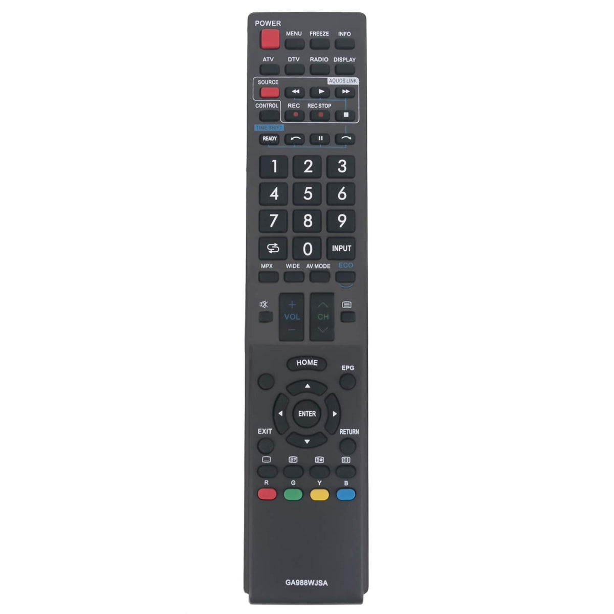 GA988WJSA Replaced Remote fit for Sharp Aquos TV LC-70LE735X LC-70LE735M LC-40LE820X LC-46LE820X LC-52LE820X RRMCGA988WJSA