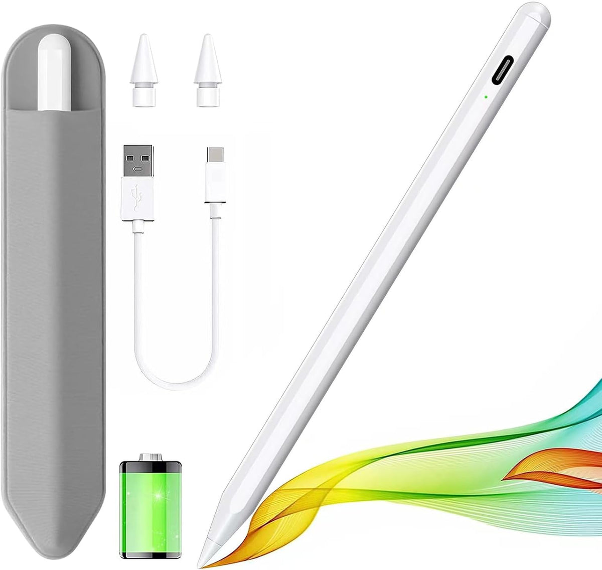 Stylus Pen for iPad 2018-2025 with Palm Rejection, Apple Pencil for Pad11th/10th/9th/8th/7th/6th Gen, iPad Pro 11/12.9 inch, New iPad Air 2025 11&13-inch(M3/2) /5th/4th/3th Gen, iPad mini 6th/5th