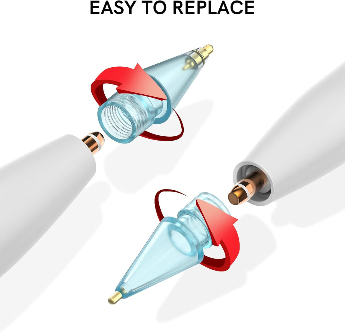 Delidigi 3 Pack Replacement Tips Compatible with Apple Pencil Pro/2nd Generation/1st Gen/USB C, Wear-Resistant iPencil Nibs Accessories Fine Point Precise Control Pen Like Tips