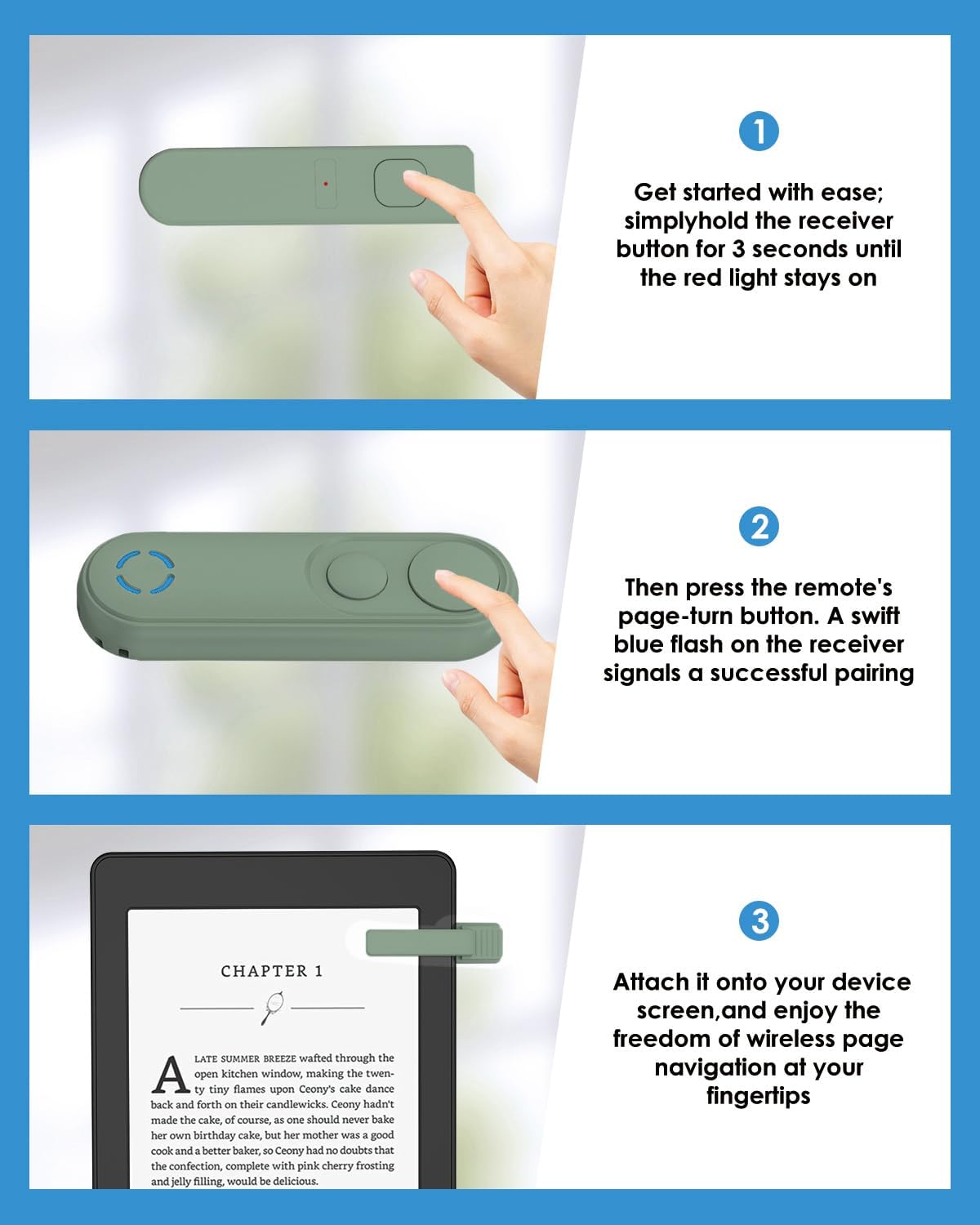 Inncarvs Remote Page Turner for Kindle Paperwhite eReaders, Kindle Accessories, Page Turner Clicker for ipad Tablets