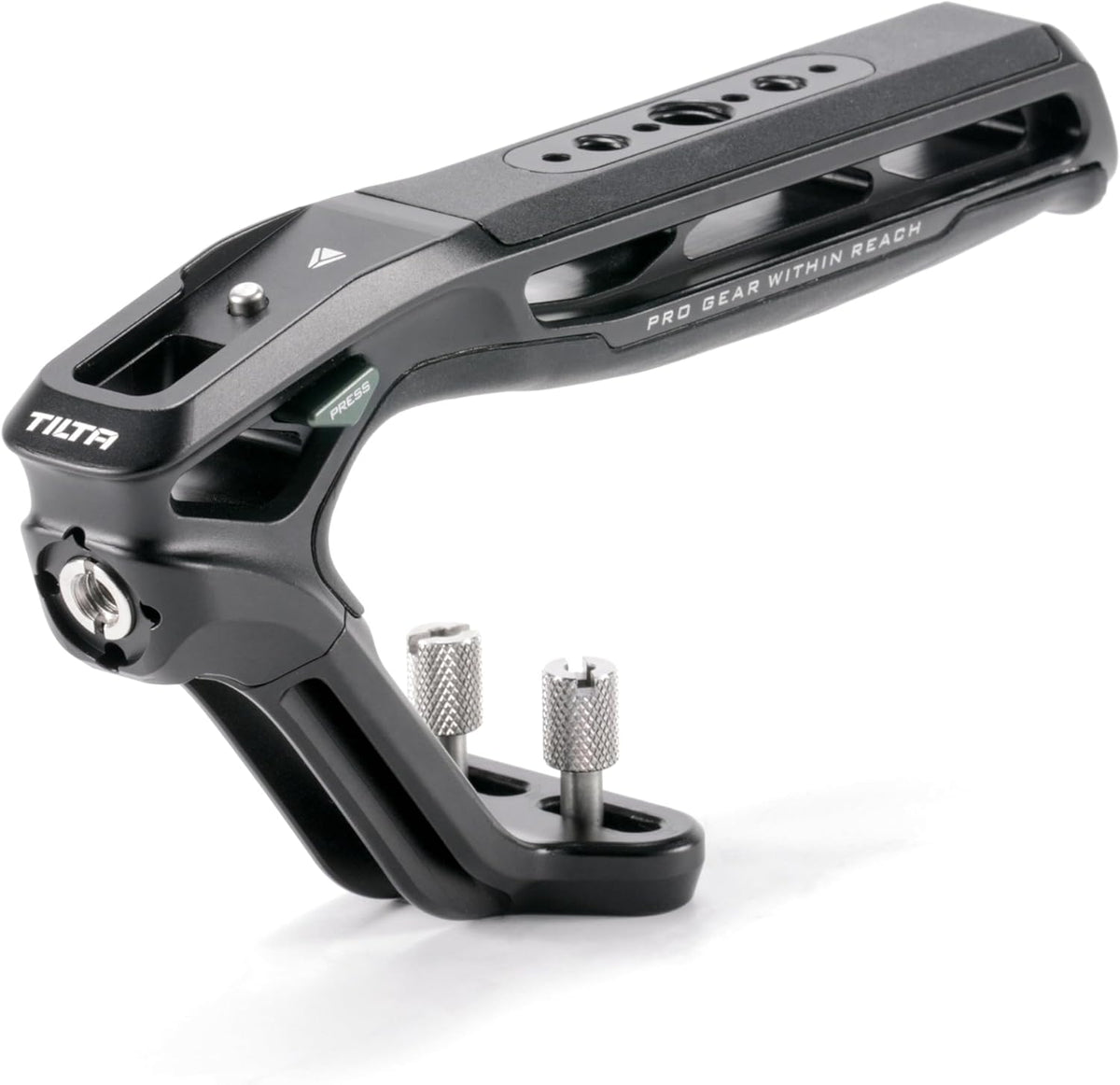 Tilta Xeno Top Handle for Filmmakers & Cameras - Black | Aluminum Alloy and Silicone Build | Fits Most Cameras/Cages | 1/4"-20 Threads w/Locating Points | Safety Release Pin (Dual 1/4"-20)