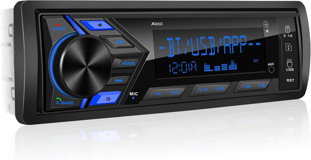 aboutBit 1-Din MP3 300W Single Din Car Stereo Bluetooth: Car Radio Receiver - in Dash Digital Media Player LCD Display