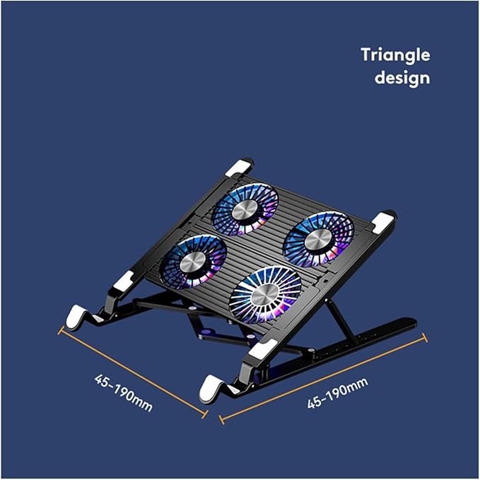 Laptop Cooler with 2/4 Silent Fan Foldable Cooling Pad Support Stand for 11-17.3 Inch Laptop Accessories(ABS 4Fan)